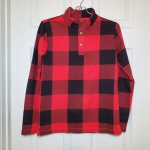 J. Crew Crewcuts Everyday Red Black Plaid Long Sleeve Henley Shirt Kid’s Size 12